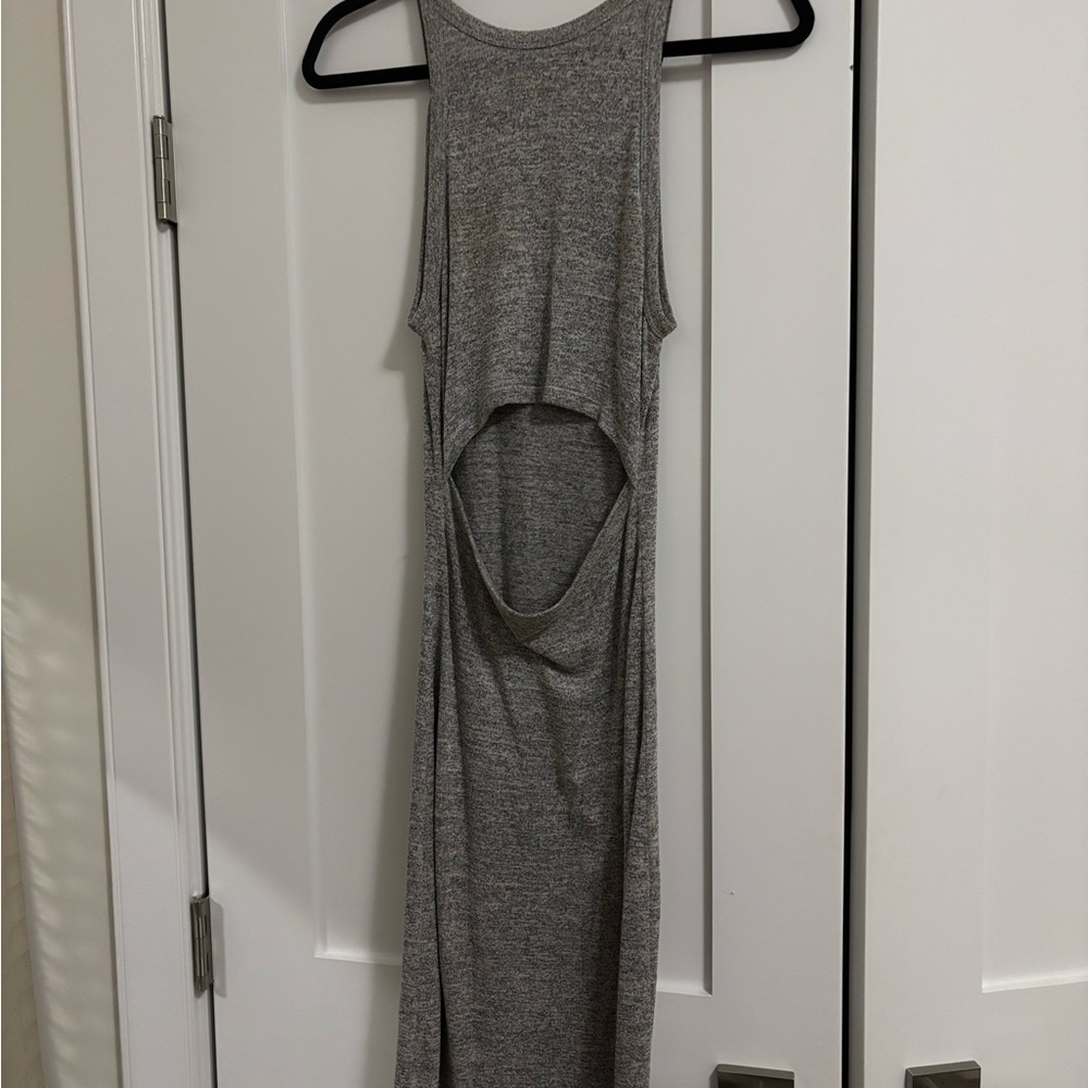 Wilfred Free Heather Gray Backless Midi Dress